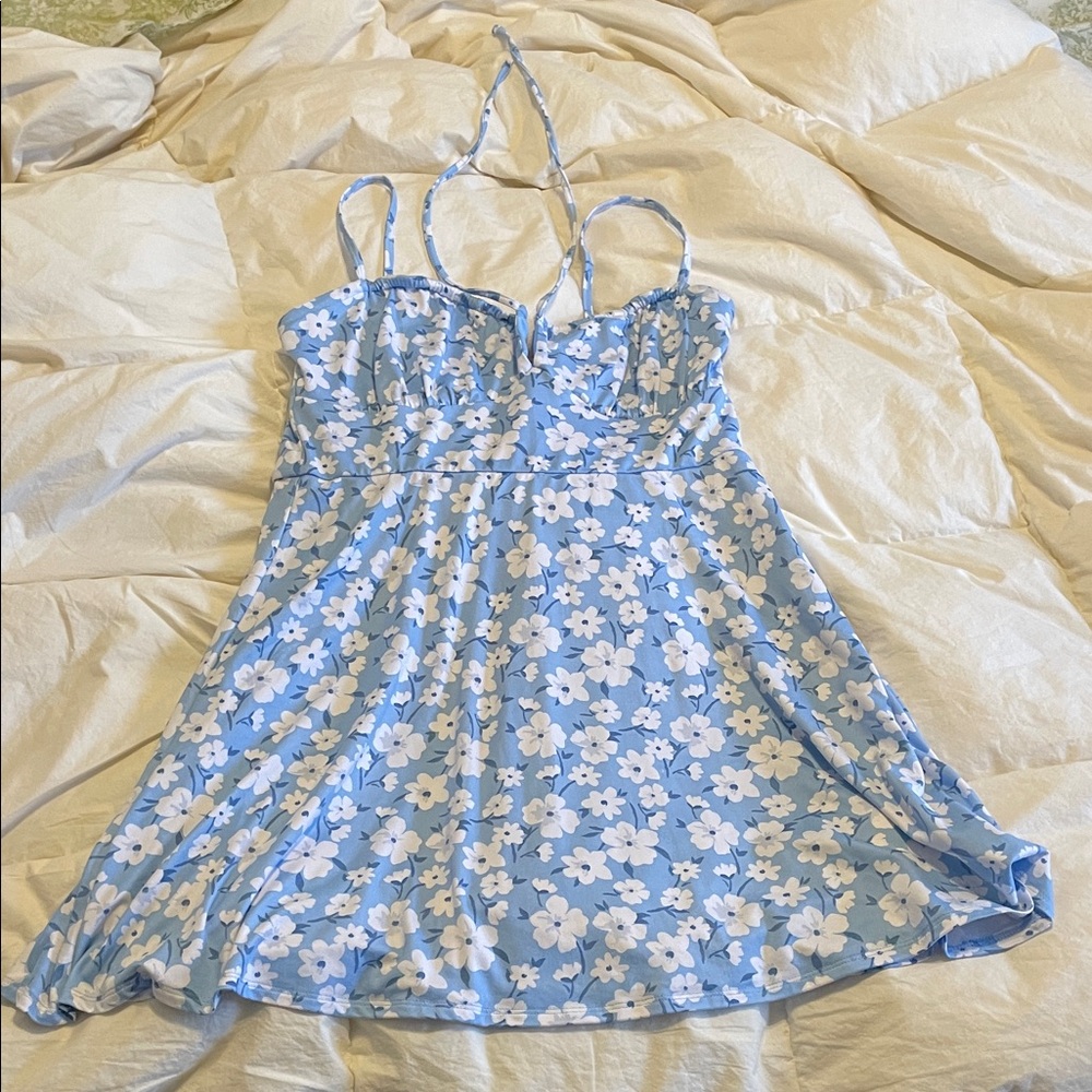 Hollister Blue and White Floral Dress